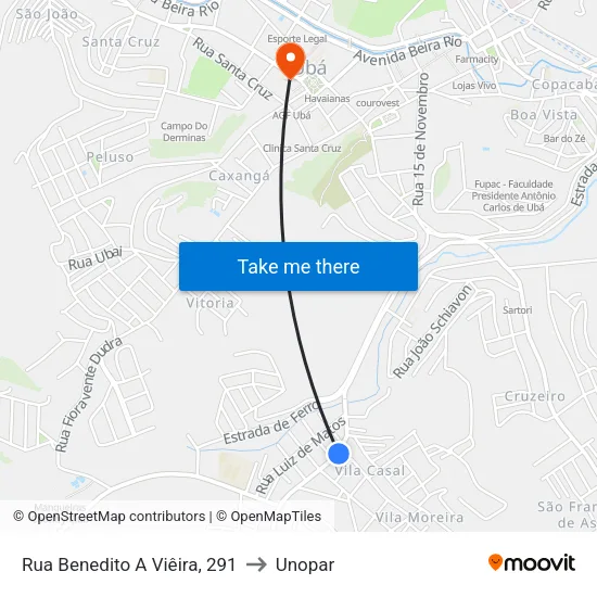 Rua Benedito A Viêira, 291 to Unopar map