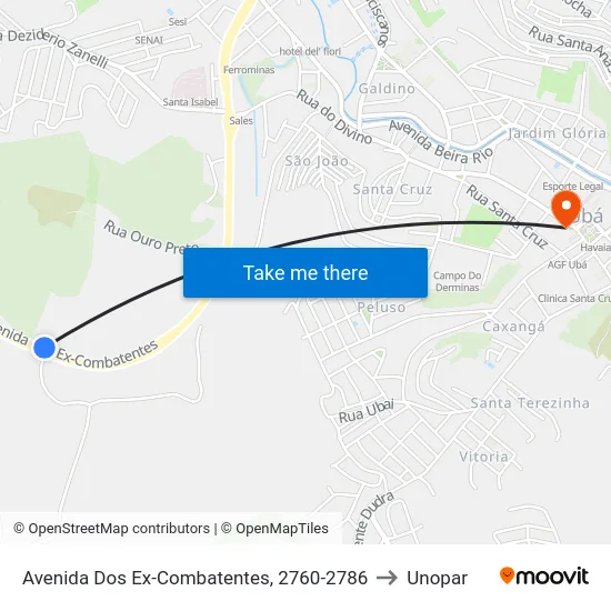 Avenida Dos Ex-Combatentes, 2760-2786 to Unopar map