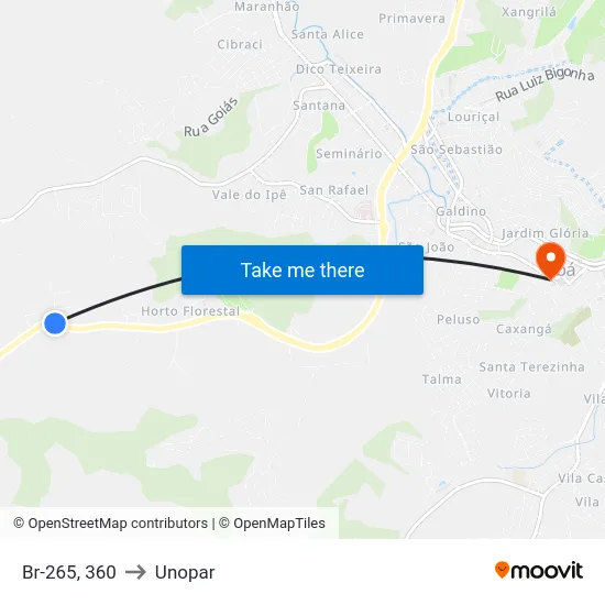 Br-265, 360 to Unopar map