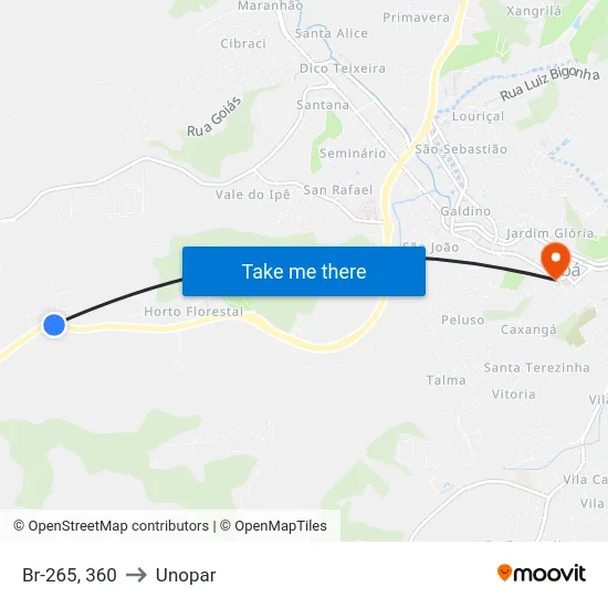 Br-265, 360 to Unopar map