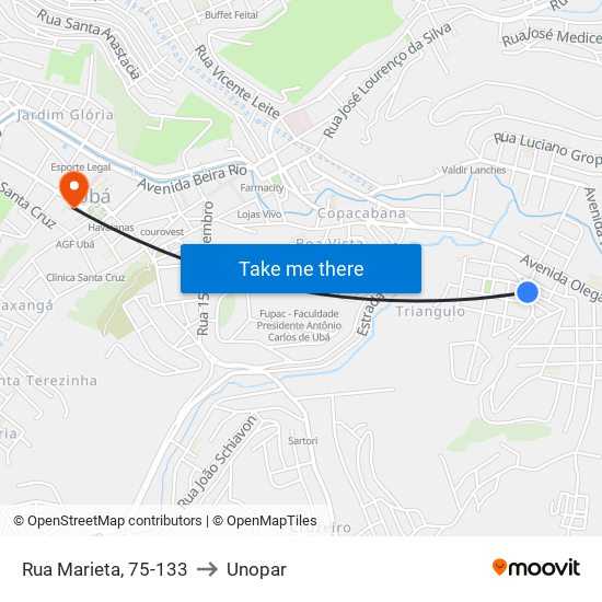 Rua Marieta, 75-133 to Unopar map