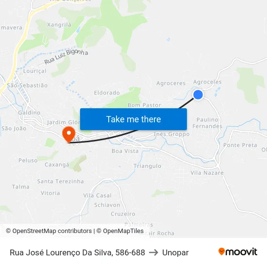 Rua José Lourenço Da Silva,  586-688 to Unopar map