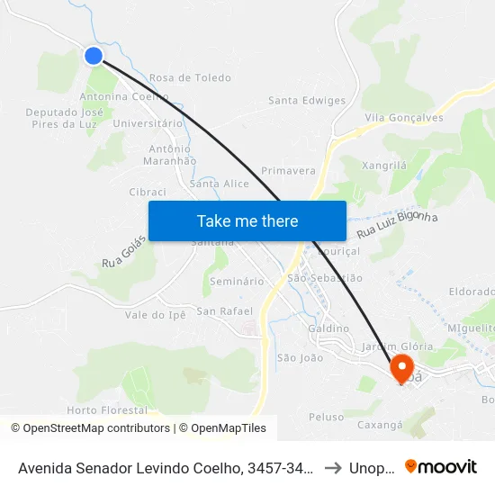 Avenida Senador Levindo Coelho, 3457-3483 to Unopar map