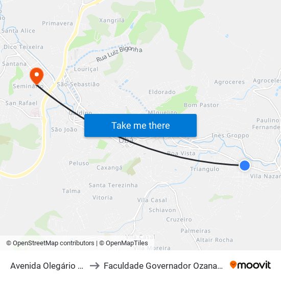Avenida Olegário Maciel, 974 to Faculdade Governador Ozanam Coelho - Fagoc map