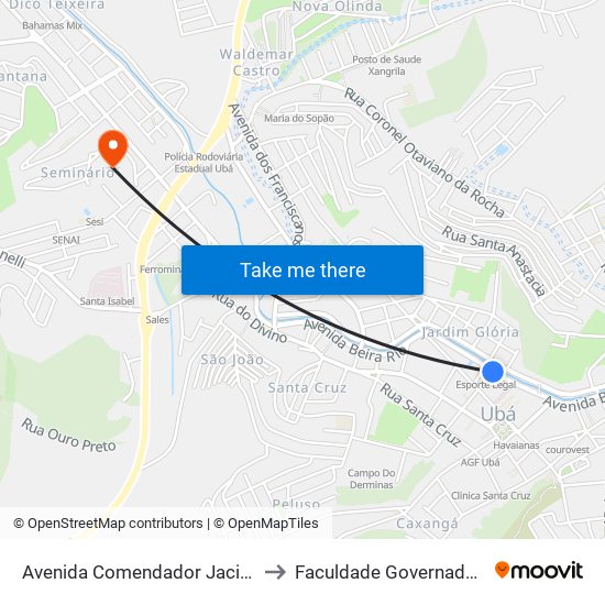 Avenida Comendador Jacinto Soares De Souza Lima, 645 to Faculdade Governador Ozanam Coelho - Fagoc map