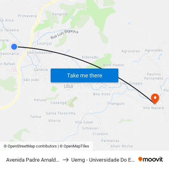 Avenida Padre Arnaldo Jansem, 635-643 to Uemg - Universidade Do Estado De Minas Gerais map