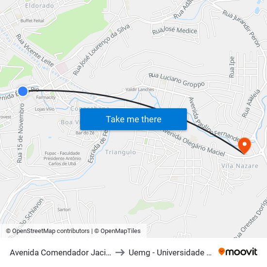 Avenida Comendador Jacinto Soares De Souza Lima, 271 to Uemg - Universidade Do Estado De Minas Gerais map