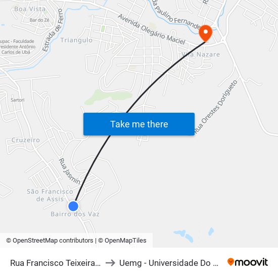 Rua Francisco Teixeira De Abreu, 860-1570 to Uemg - Universidade Do Estado De Minas Gerais map