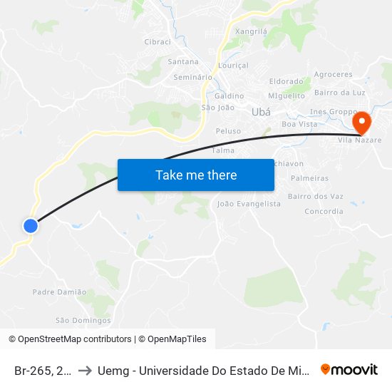 Br-265, 2544 to Uemg - Universidade Do Estado De Minas Gerais map