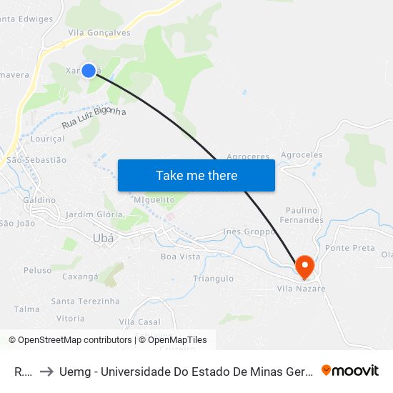 R. C to Uemg - Universidade Do Estado De Minas Gerais map