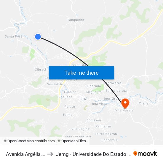Avenida Argélia, 169-229 to Uemg - Universidade Do Estado De Minas Gerais map