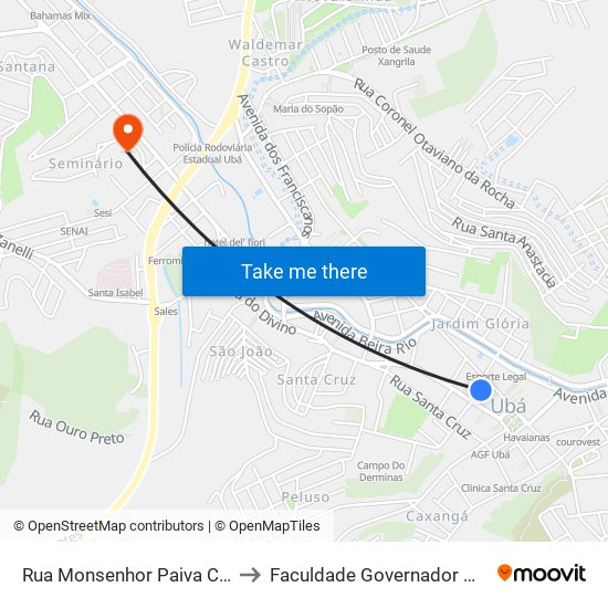 Rua Monsenhor Paiva Campos / Pam Criança to Faculdade Governador Ozanam Coelho (Fagoc) map
