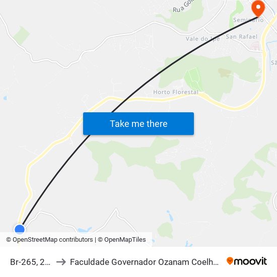 Br-265, 2544 to Faculdade Governador Ozanam Coelho (Fagoc) map