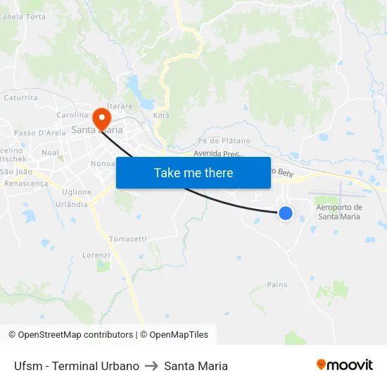 Ufsm - Terminal Urbano to Santa Maria map