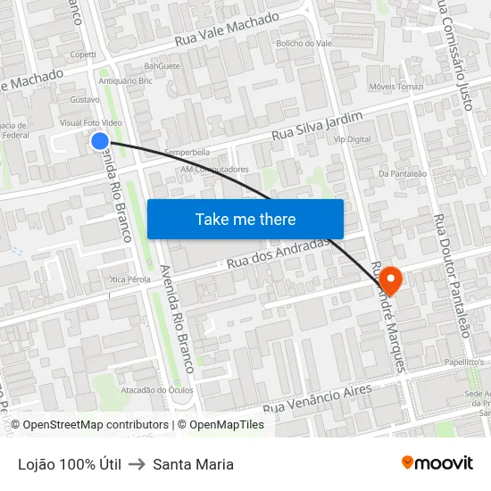 Lojão 100% Útil to Santa Maria map