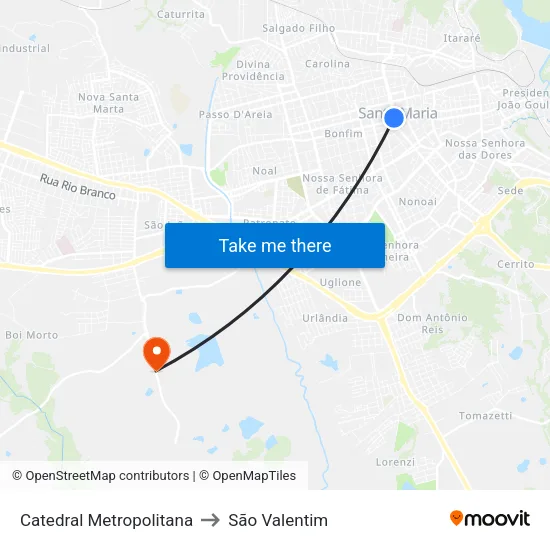 Catedral Metropolitana to São Valentim map