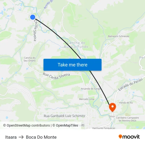 Itaara to Boca Do Monte map