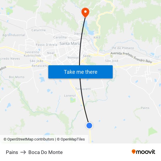 Pains to Boca Do Monte map