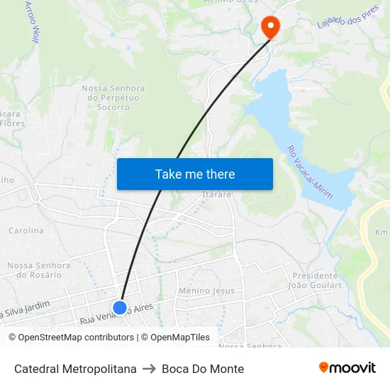 Catedral Metropolitana to Boca Do Monte map