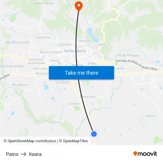 Pains to Itaara map