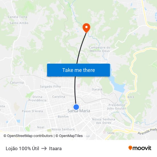 Lojão 100% Útil to Itaara map