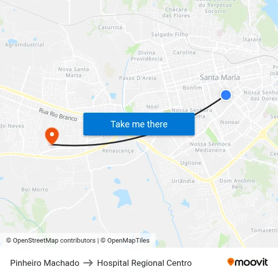 Pinheiro Machado to Hospital Regional Centro map