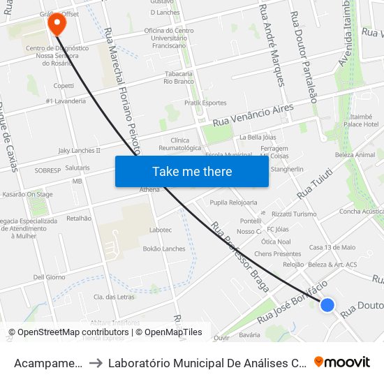Acampamento to Laboratório Municipal De Análises Clínicas map