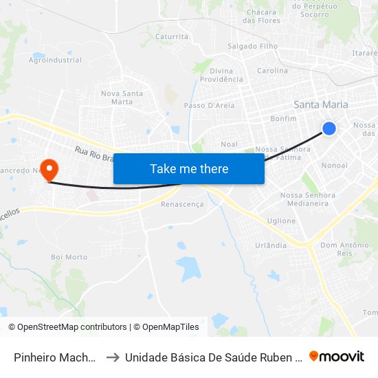 Pinheiro Machado to Unidade Básica De Saúde Ruben Noal map