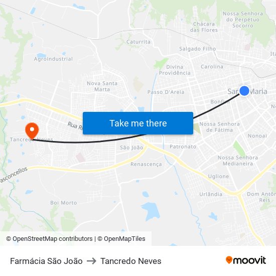 Farmácia São João to Tancredo Neves map