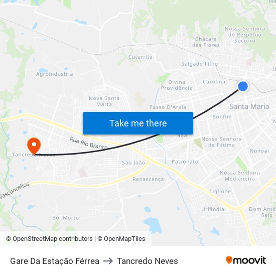 Gare Da Estação Férrea to Tancredo Neves map