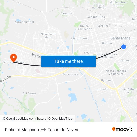 Pinheiro Machado to Tancredo Neves map