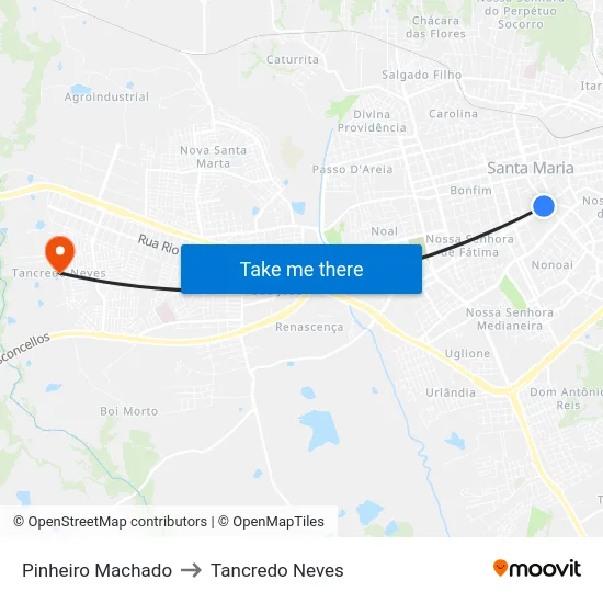 Pinheiro Machado to Tancredo Neves map
