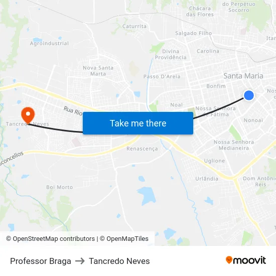 Professor Braga to Tancredo Neves map