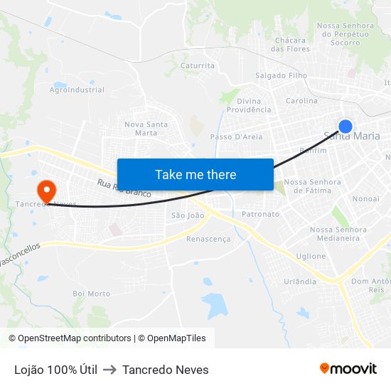 Lojão 100% Útil to Tancredo Neves map