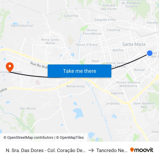 N. Sra. Das Dores - Col. Coração De Maria to Tancredo Neves map