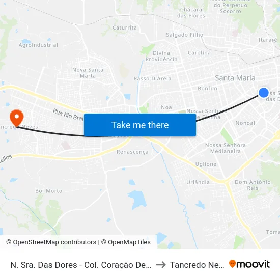 N. Sra. Das Dores - Col. Coração De Maria to Tancredo Neves map