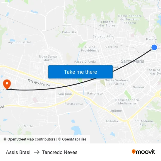 Assis Brasil to Tancredo Neves map