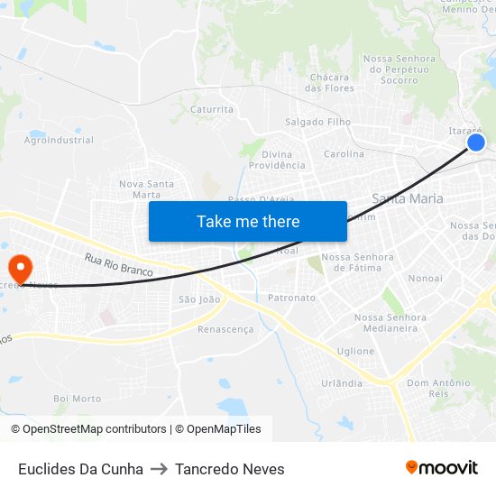 Euclides Da Cunha to Tancredo Neves map