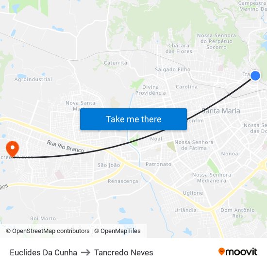 Euclides Da Cunha to Tancredo Neves map