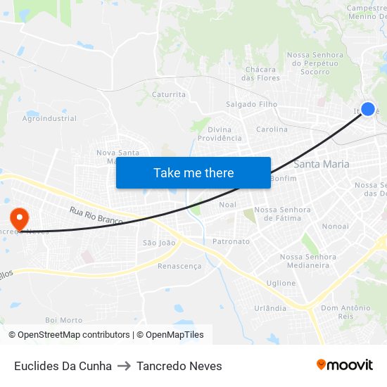 Euclides Da Cunha to Tancredo Neves map