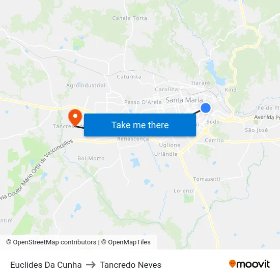 Euclides Da Cunha to Tancredo Neves map