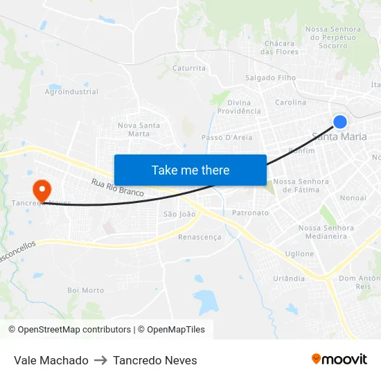 Vale Machado to Tancredo Neves map