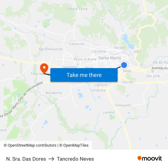 N. Sra. Das Dores to Tancredo Neves map
