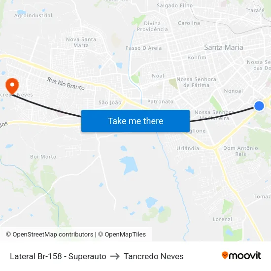 Lateral Br-158 - Superauto to Tancredo Neves map