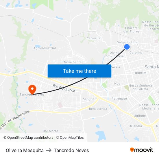 Oliveira Mesquita to Tancredo Neves map