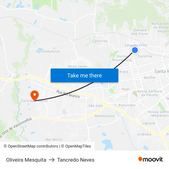 Oliveira Mesquita to Tancredo Neves map