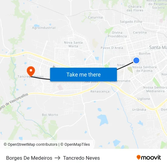 Borges De Medeiros to Tancredo Neves map