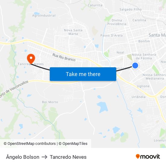 Ângelo Bolson to Tancredo Neves map