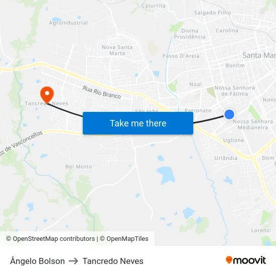 Ângelo Bolson to Tancredo Neves map