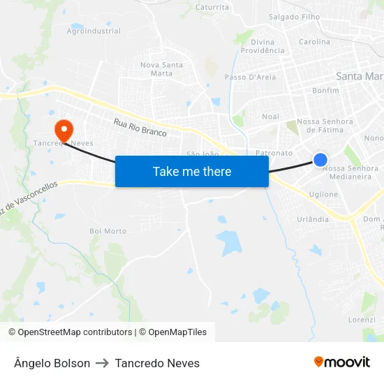 Ângelo Bolson to Tancredo Neves map